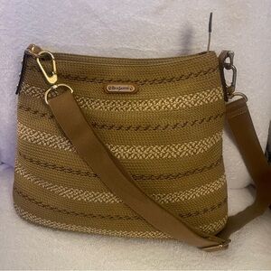 Brown Woven Crossbody Bag by Eric Javits